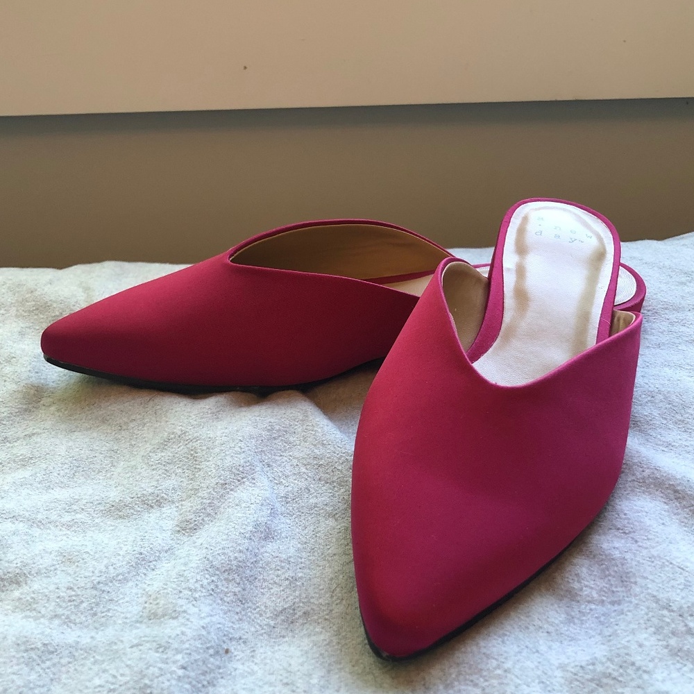 A New Day Faux Satin V Throat Backless Mules